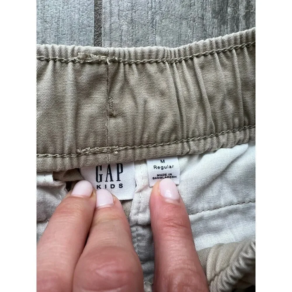 GAP Kids Boys Drawstring Elastic Cargo Shorts Beige Shorts Khaki M Regular 8-9